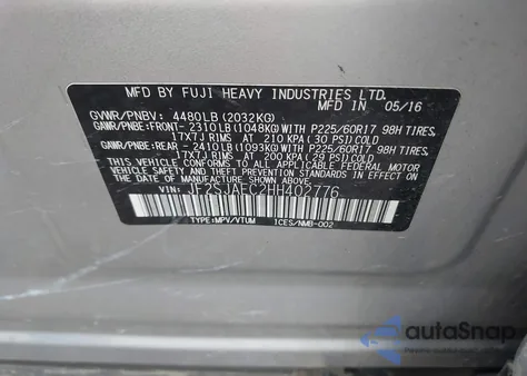 2017 Subaru Forester 2.5I Premium z USA, uszkodzony, nr VIN JF2SJAEC2HH402776